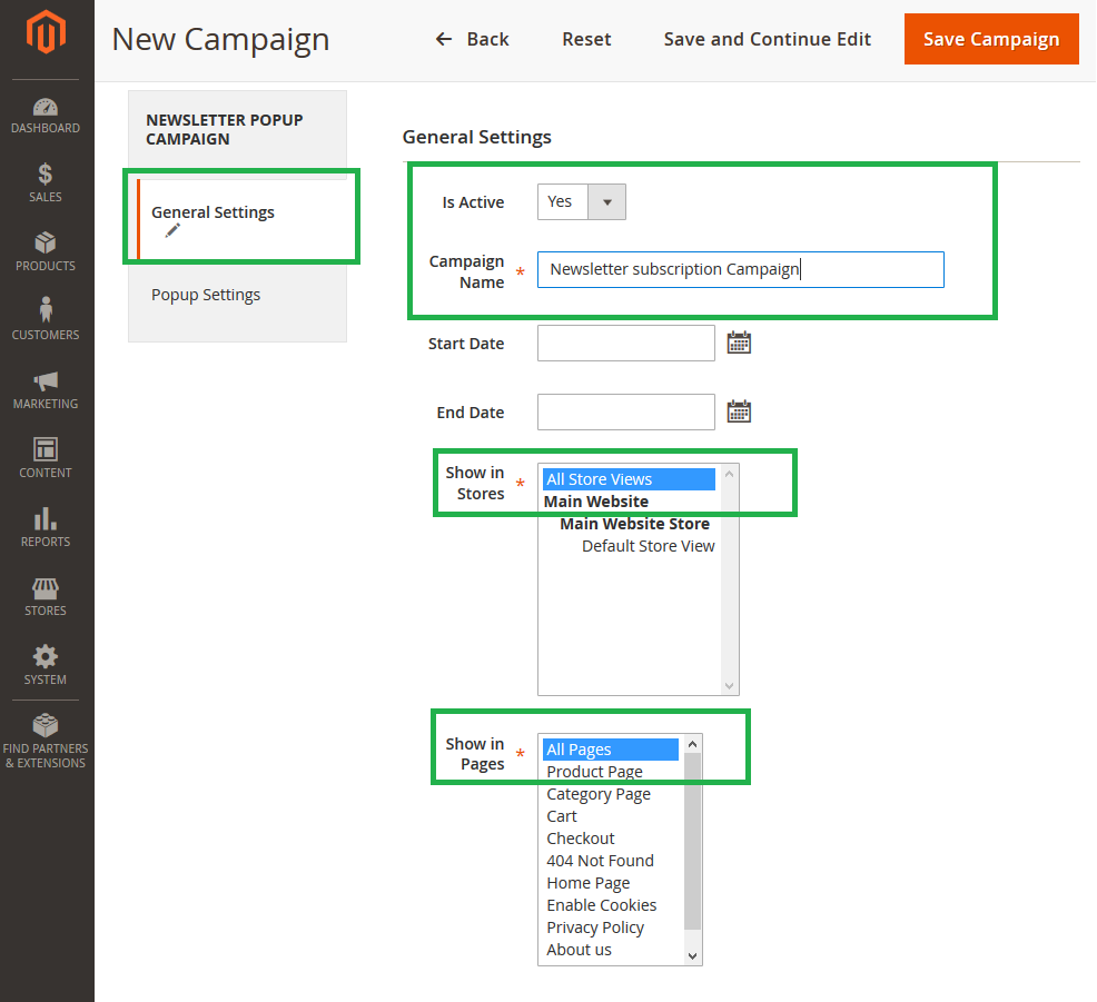 newsletter-popup-magento-2-create-campaign